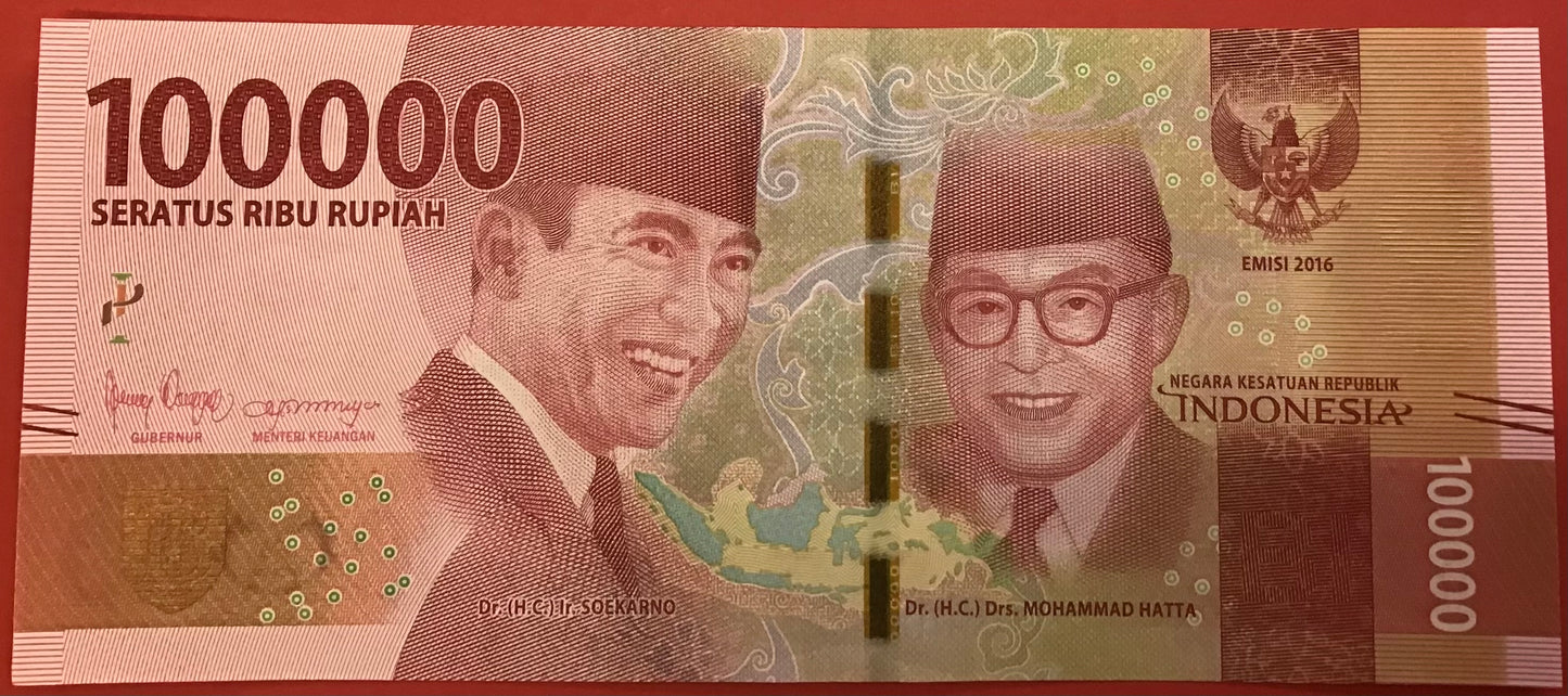 Indonesia - 100.000 Rupiah 2016 P#160a Kvalitet 0