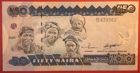 Nigeria - 50 Naira 2001 P#27d Kvalitet 0