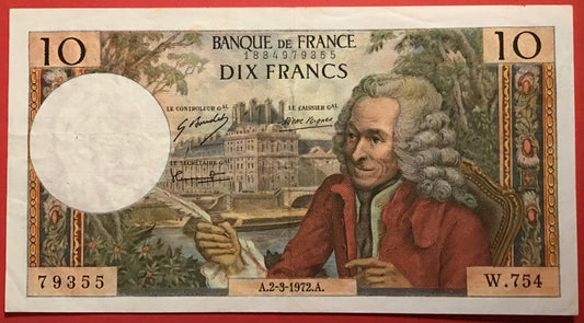 France - 10 Francs 2.3.1972 P#147d Kvalitet 1+