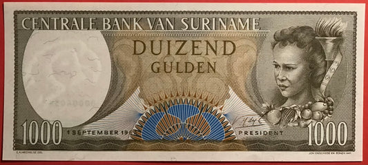 Suriname - 1000 Gulden 1.9.1963 P#124 Kvalitet 01/0