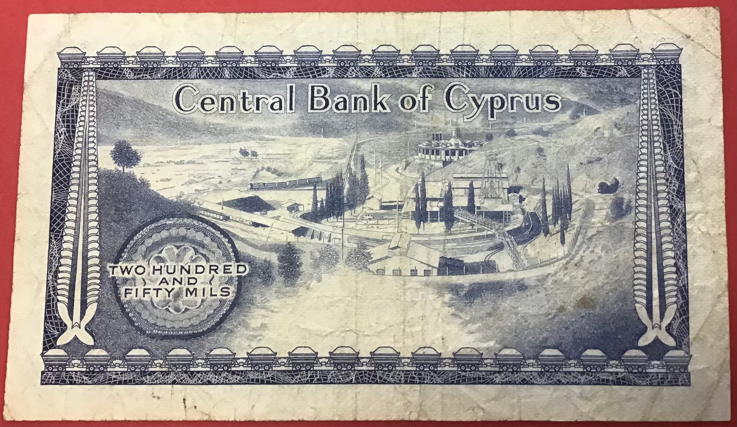 Cyprus - 250 Mils 1.12.1980 P#41c Kvalitet 1/1+