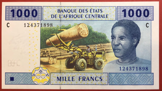 Central African Republic/Chad - 1000 Francs 2002 P#607C Kvalitet 0