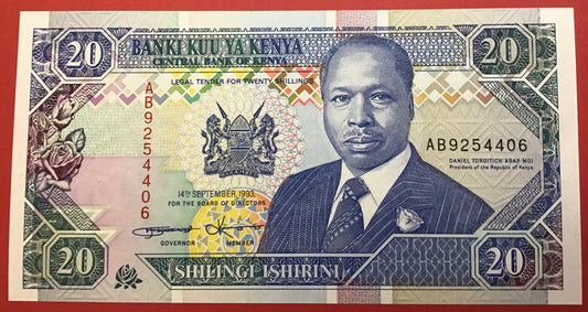 Kenya - 20 Shillings 14.9.1993 P#31a Kvalitet 0