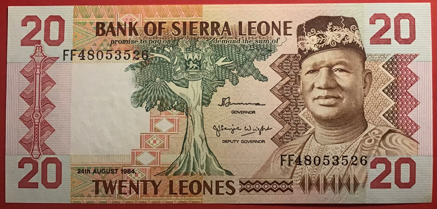 Sierra Leone - 20 Leones 24.8.1984 P#14b Kvalitet 0