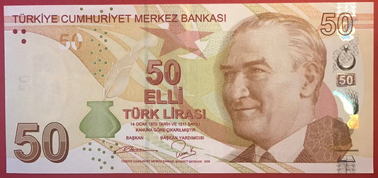 Turkey - 50 Lira 2009 P#225b Kvalitet 1+/01