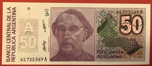 Argentina - 50 Australes (1986-89) P#326b Kvalitet 0