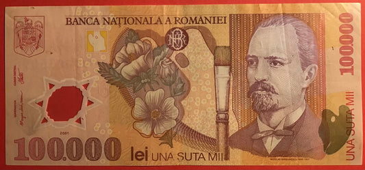 Romania - 100.000 Lei 2001 P#114 Kvalitet 1+