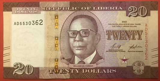 Liberia - 20 Dollars 2022 P#W39 Kvalitet 0