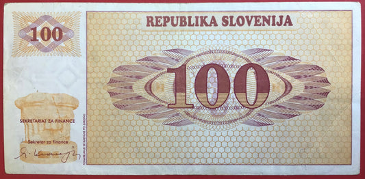 Slovenia - 100 Tolarjev 1990 P#6a Kvalitet 1+