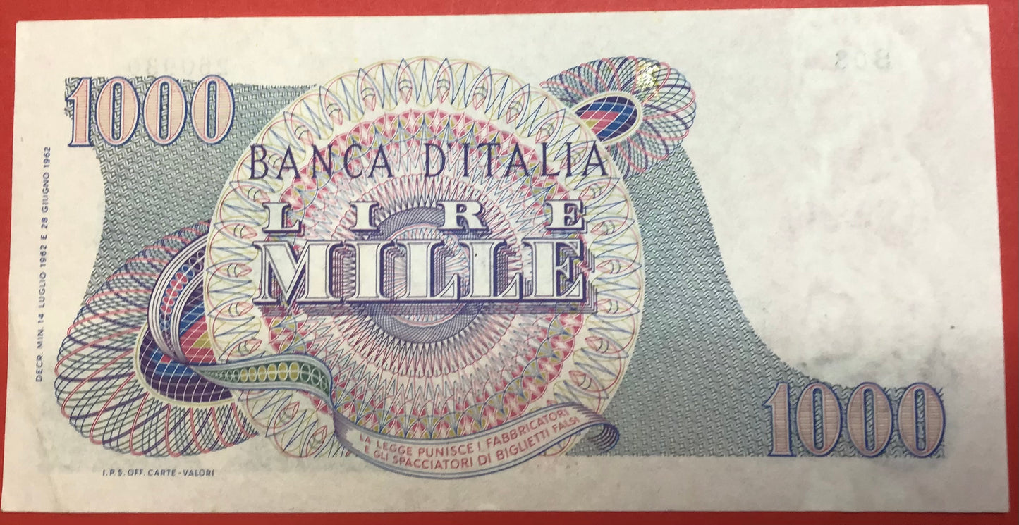 Italy - 1000 Lire 14.7.1962 P#96a Kvalitet 1+