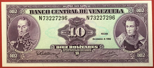 Venezuela - 10 Bolivares 8.12.1992 P#61c Kvalitet 0