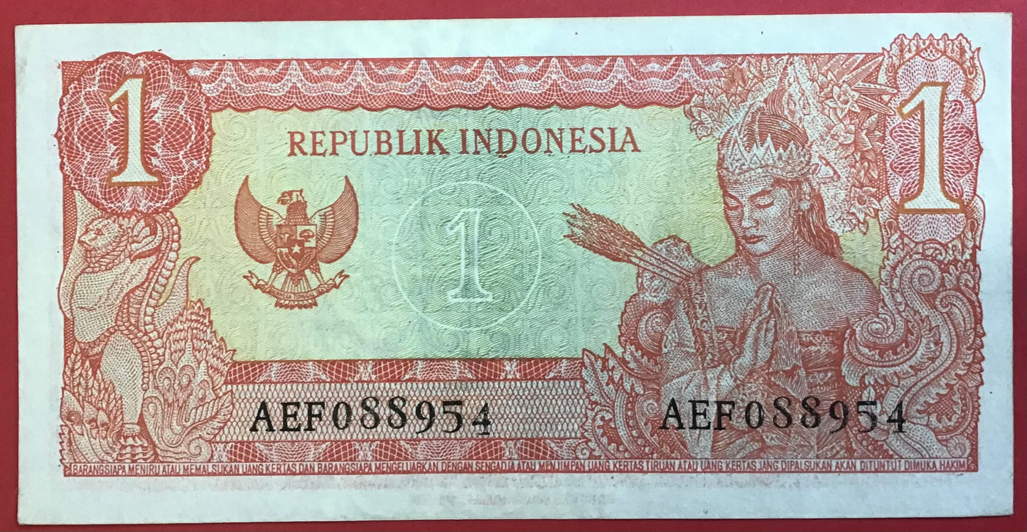Indonesia - 1 Rupiah 1964 P#80a Kvalitet 01