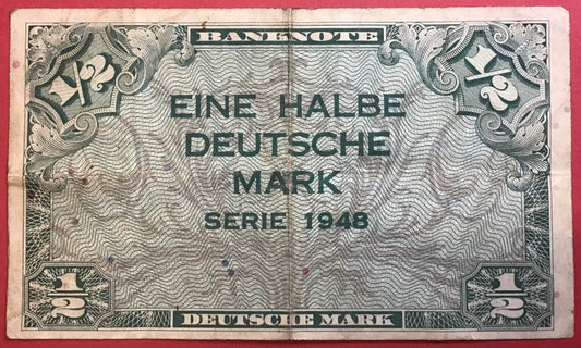 Germany - 1/2 Mark Serie 1948 *Allied Occupation Post WWII* P#1a Kvalitet 1
