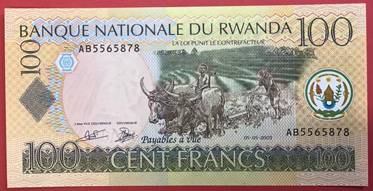 Rwanda - 100 Francs 01.05.2003 P#29a Kvalitet 0