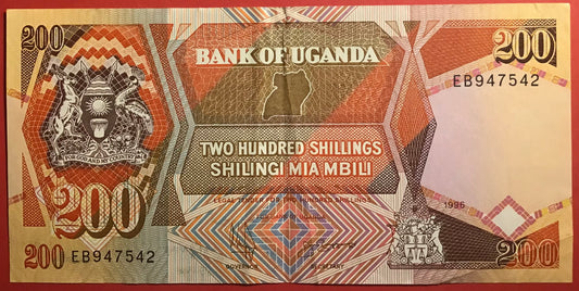 Uganda - 200 Shillings 1996 P#32b Kvalitet 1+