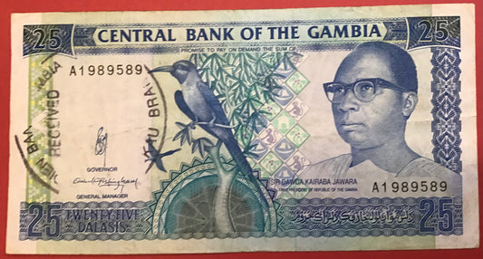 Gambia - 25 Dalasis (1991-95) P#14a Kvalitet 1/1+