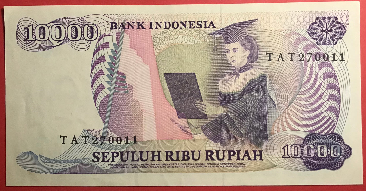 Indonesia - 10.000 Rupiah 1985 P#126 Kvalitet 01/0