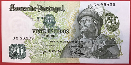 Portugal - 20 Escudos 27.7.1971 P#173 Kvalitet 0