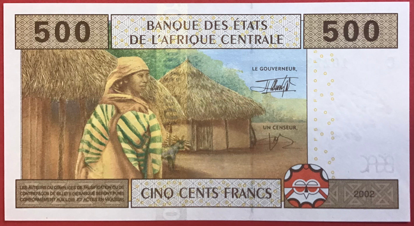 Central African States/Chad - 500 Francs 2002 P#606Ca Kvalitet 0