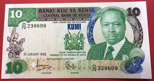 Kenya - 10 Shillings 1.1.1982 P#20b Kvalitet 0