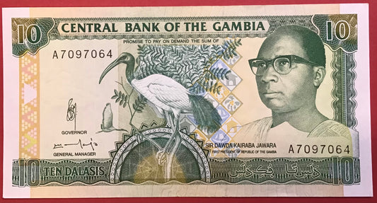 Gambia - 10 Dalasis (1991-95) P#13b Kvalitet 0