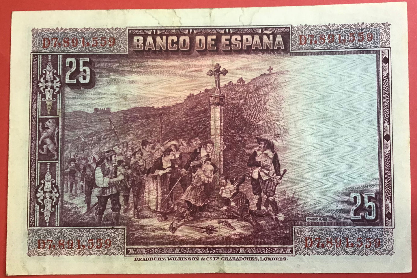 Spain - 25 Pesetas 15.8.1928 P#74b Kvalitet 1+