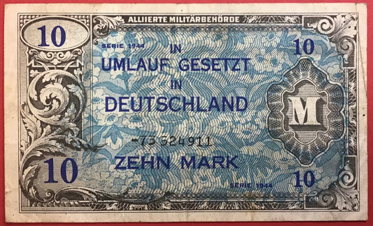 Germany - 10 Mark 1944 *Allied Occupation Serie 1944* P#194d Kvalitet 1/ 1+