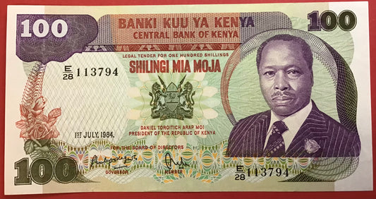 Kenya - 100 Shillings 1.7.1984 P#23c Kvalitet 01/0