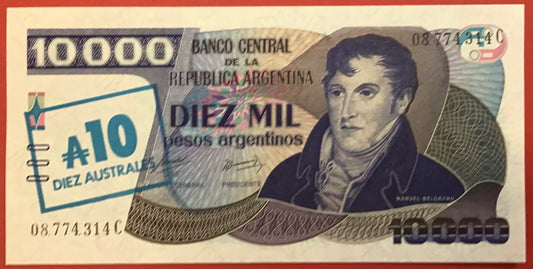 Argentina - 10 Australes (1985) P#322c Kvalitet 0