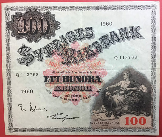 Sweden - 100 Kronor 1960 P#48b Kvalitet 1+