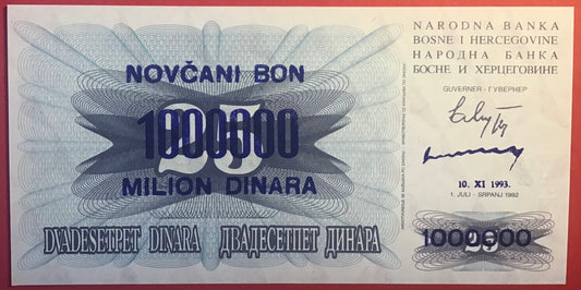 Bosnia-Herzegovina - 1.000.000 Dinara 10.11.1993 P#35b Kvalitet 0