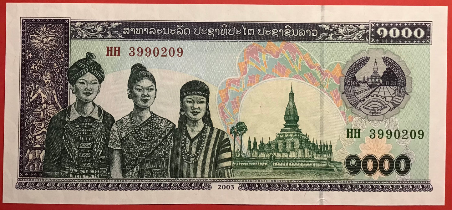 Lao - 1000 Kip 2003 P#32Ab Kvalitet 01