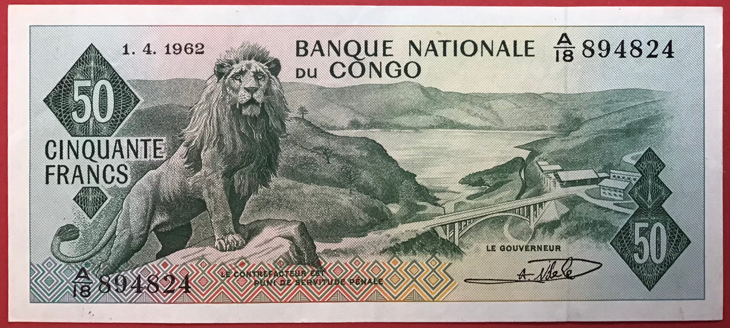 Congo Democratic Republic - 50 Francs 1.4.1962 P#5a Kvalitet 1++