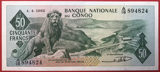 Congo Democratic Republic - 50 Francs 1.4.1962 P#5a Kvalitet 1++