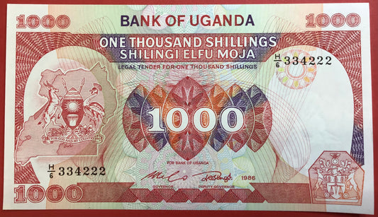 Uganda - 1000 Shillings 1986 P#26 Kvalitet 0