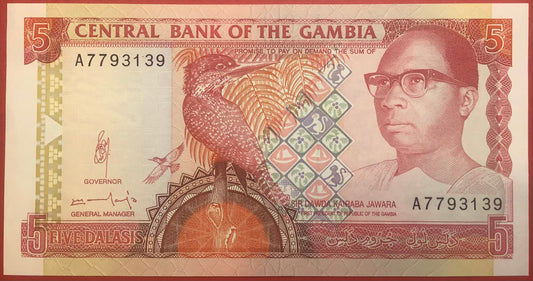 Gambia - 5 Dalasis (1991-95) P#12b Kvalitet 0