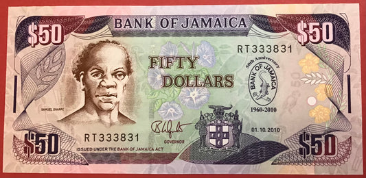 Jamaica - 50 Dollars 1.10.2010 P#88 Kvalitet 0