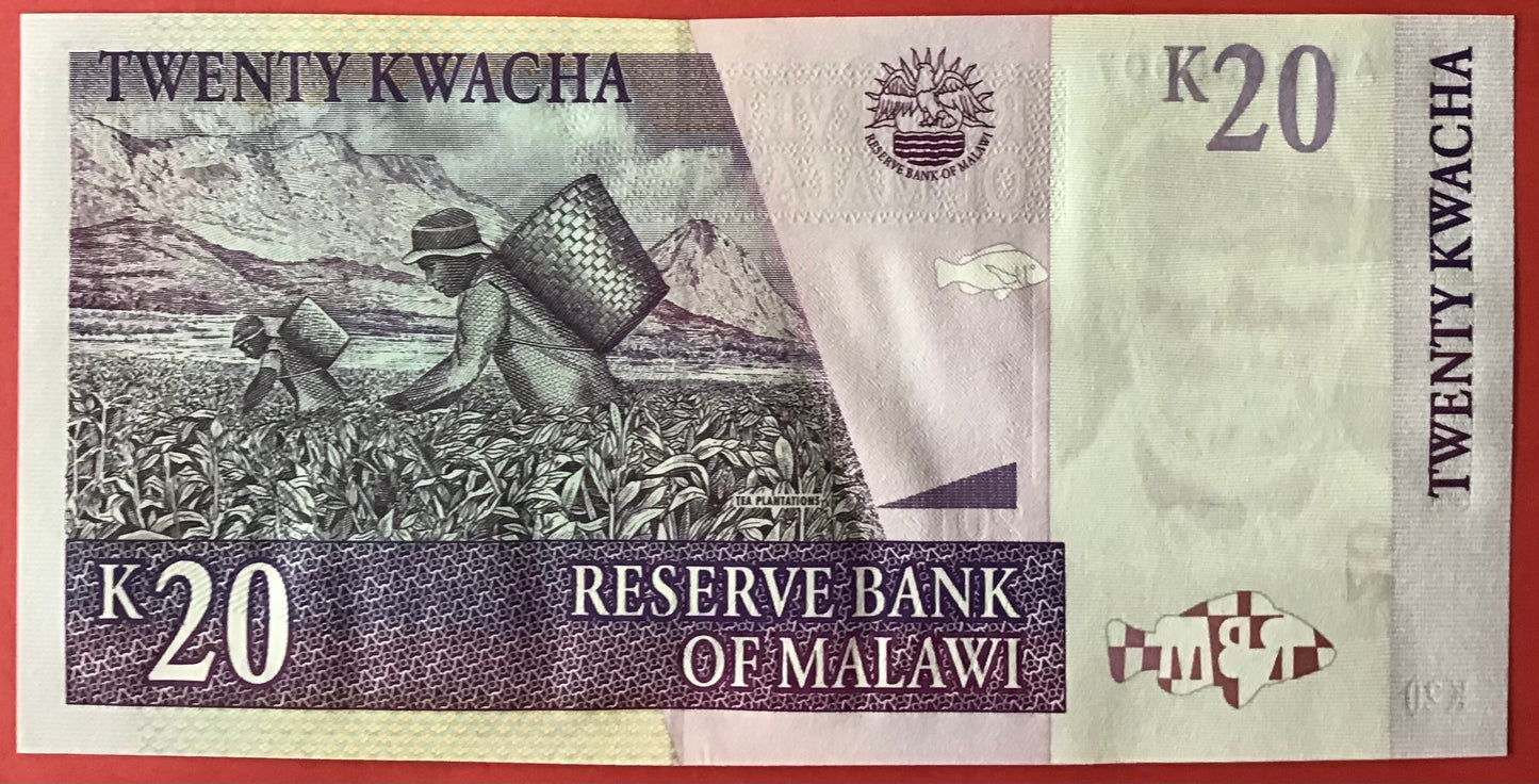Malawi - 20 Kwacha 1.4.2004 P#44b Kvalitet 0