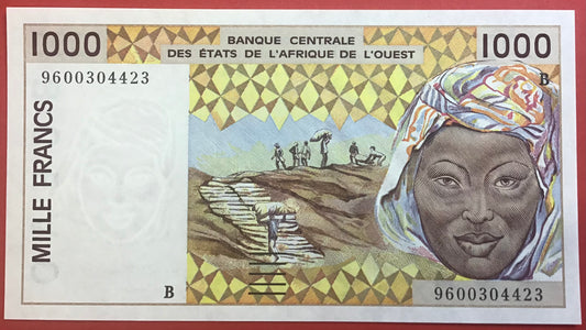 West African States/Benin - 1000 Francs 1996 P#211Bg Kvalitet 0