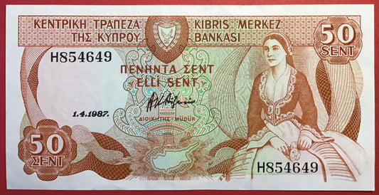 Cyprus - 50 Cent 1.4.1987 P#52 Kvalitet 01