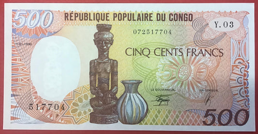 Congo Republic - 500 Francs 1.1.1990 P#8c Kvalitet 0