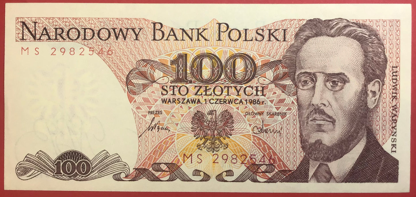 Poland - 100 Zlotych 1.6.1986 P#143e Kvalitet 0