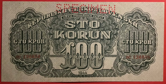 Czechoslovakia - 100 Korun 1944 P#48s *Specimen* Kvalitet 0