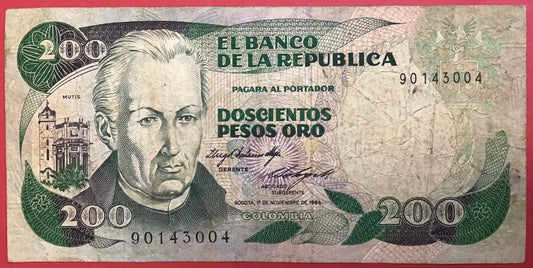 Colombia - 200 Pesos Oro 1.11.1984 P#429b Kvalitet 1-/1