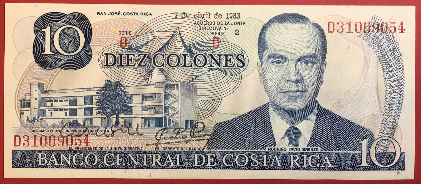 Costa Rica - 10 Colones 7.4.1983 P#237b Kvalitet 0