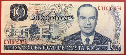 Costa Rica - 10 Colones 7.4.1983 P#237b Kvalitet 0