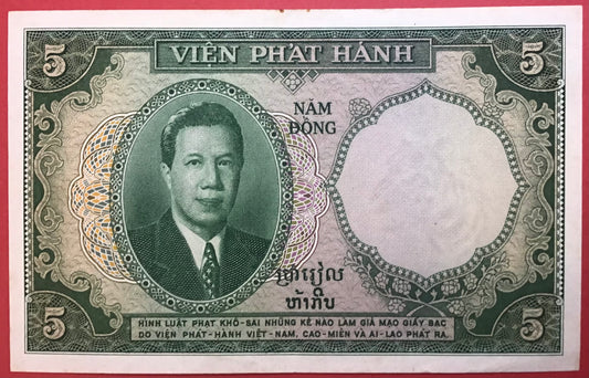 French Indo-China/Vietnam - 5 Piastres/Dông (1953) P#106 Kvalitet 1+/01