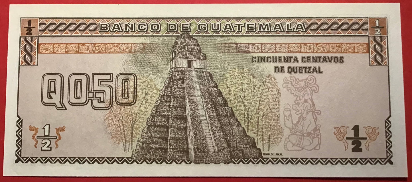 Guatemala - 1/2 Quetzal 4.1.1989 P#72a Kvalitet 0
