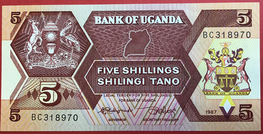Uganda - 5 Shillings 1987 P#27 Kvalitet 0