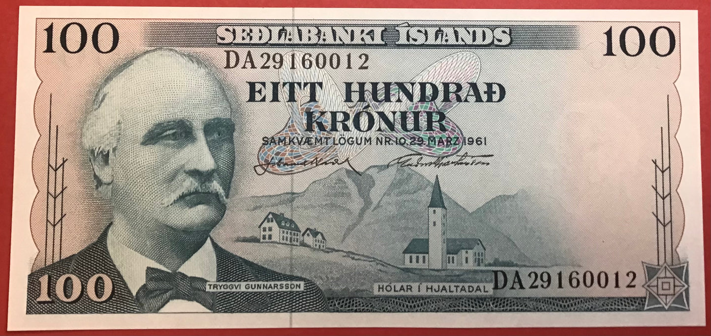 Iceland - 100 Krónur (1961) P#44a Kvalitet 0